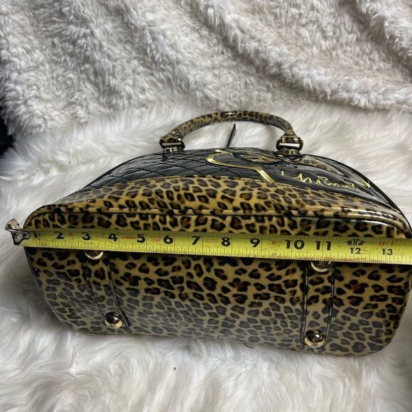 Loungefly Disney Minnie Mouse Dome Satchel synthetic patent black& leopard print - Picture 6 of 16